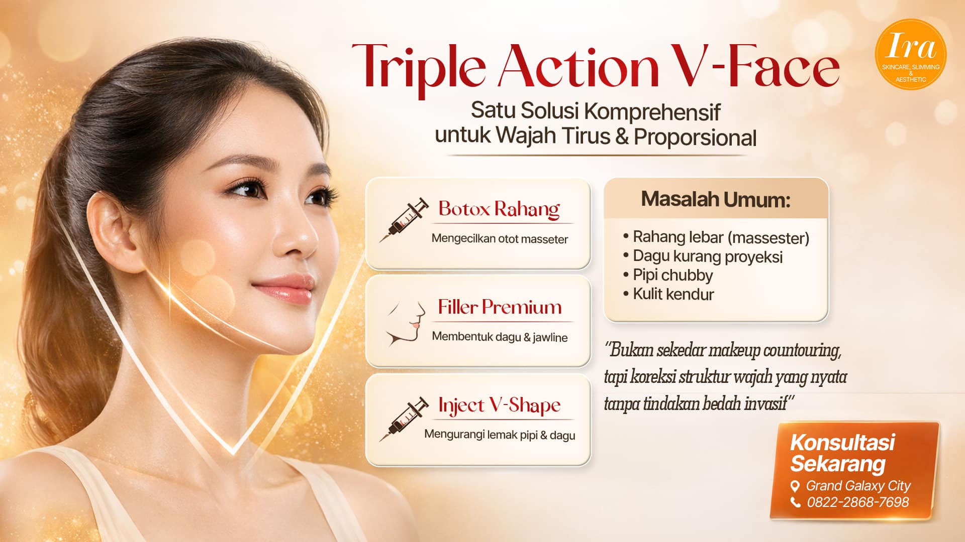 Triple Action V-Face: Solusi Wajah Tirus & Proporsional di Ira Skincare